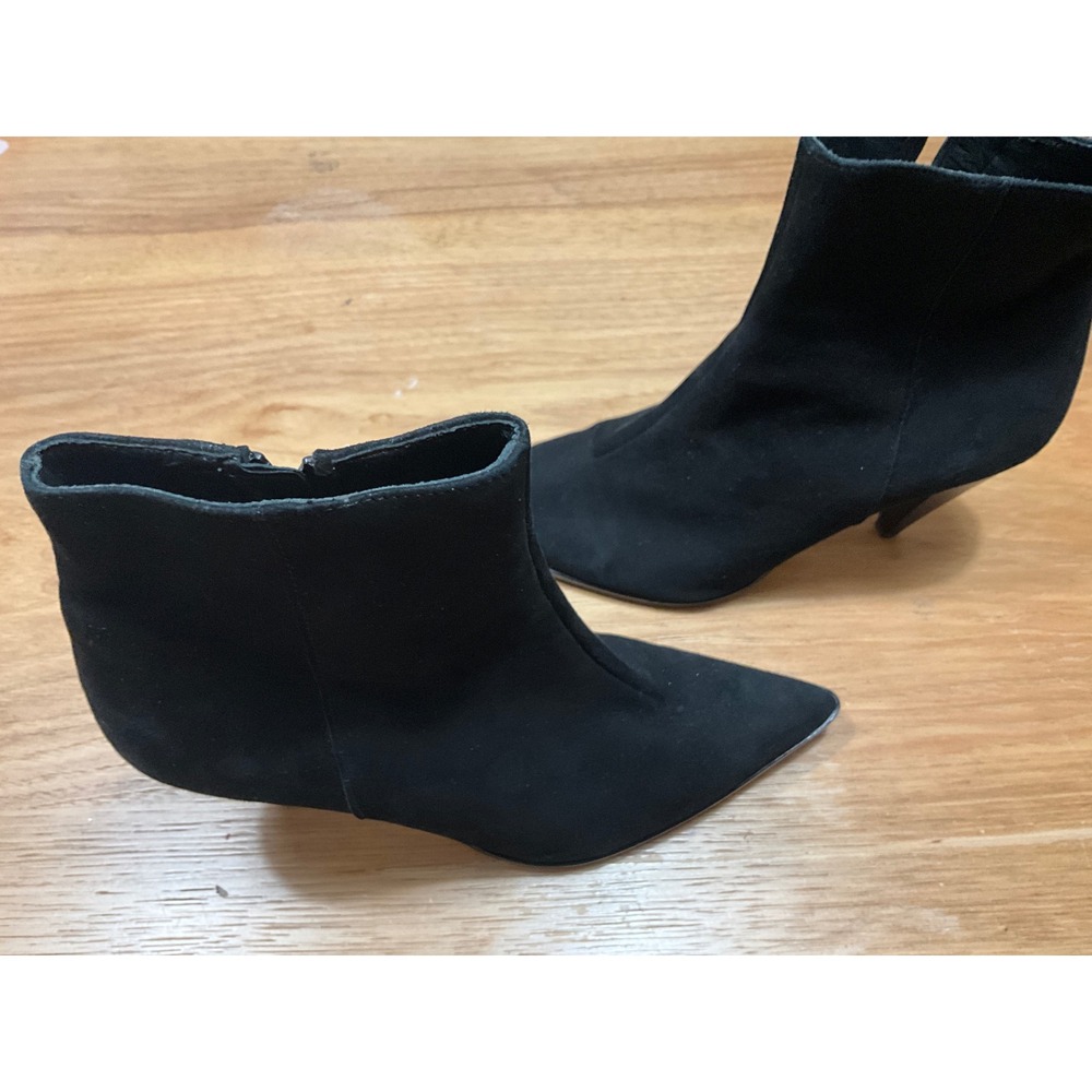 Pure Navy Womens Black Suede Pointed Toe Cone Heel Ankle Boots Size 7.5 Spain